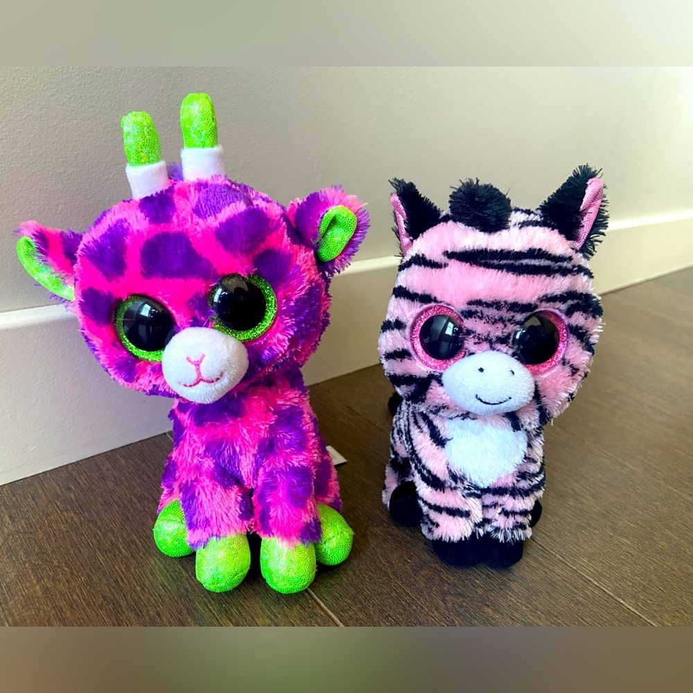 ❤️4 for $25❤️ TY Beanie Boos GILBERT giraffe‎ & ZOEY zebra